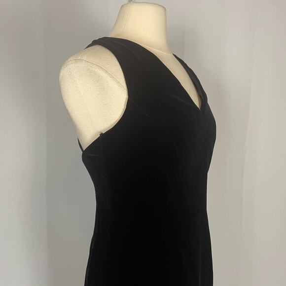Vintage Cocktail Dress Size 10 Black Velvet Short Mini Strappy Party 90s Y2K - Picture 3 of 16